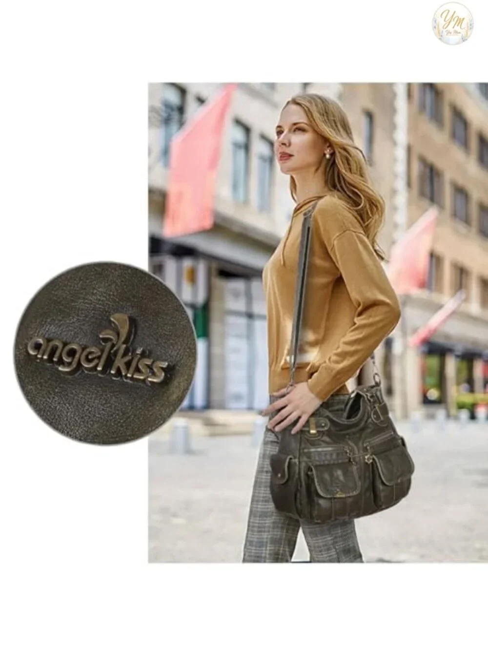 Large Washed Faux Leather Hobo Tote Double Zipper Multi Pockets Shoulder Bag